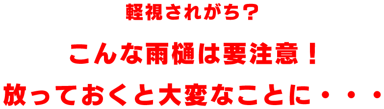 軽視されがち？こんな雨樋は要注意！放っておくと大変なことに・・・